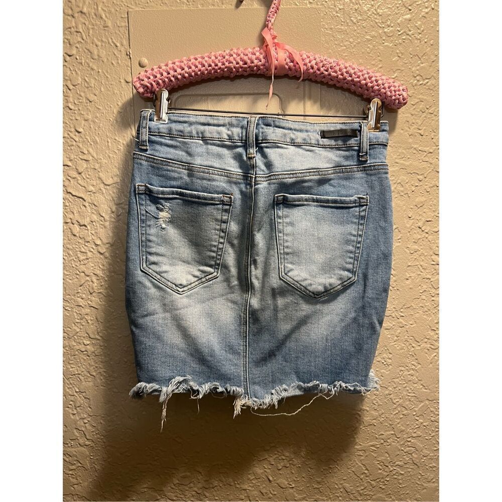 Risen Los Angeles Distressed Denim Skirt Woman’s Size Large - Picture 8 of 11